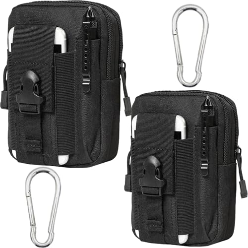 Hynhsun 2 Pack Tactical Molle Pouches - Universal EDC Waist Bag Pouches, Black