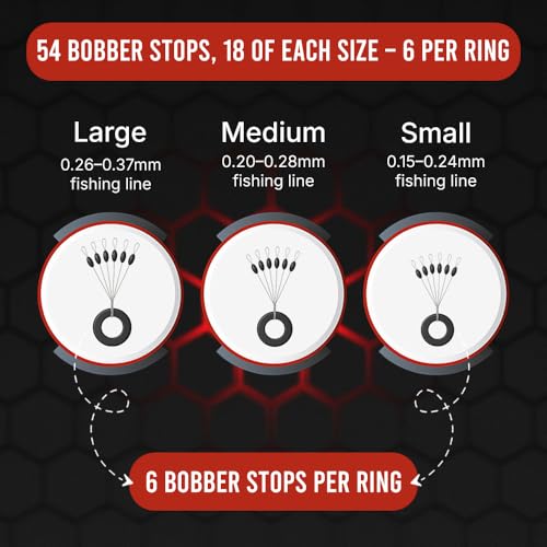 Fishing Bobber Stops - Durable Rubber Line Stoppers