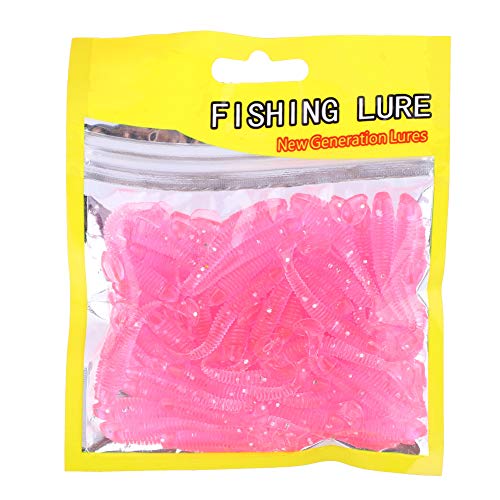 Soft Fishing Lures - 50 Pcs T-Tail Grub Worm Baits - Pink