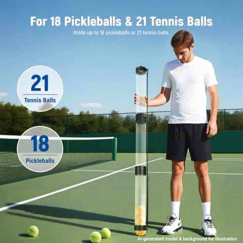 Ball Retriever Tube Hopper for Tennis & Pickleballs - 3 Section