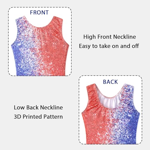 Gymnastics Leotard for Girls - Sparkle Snowflake Mermaid Biketard, Redbluefade, 5-6 Years