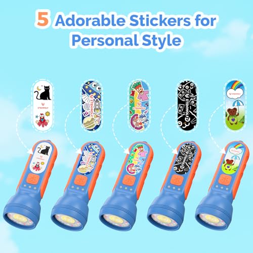 ETENWOLF L1 Rechargeable Kids Flashlight with DIY Stickers - 6 Modes, 360 Lumens, USB-C Rechargeable, Waterproof, Drop-Tested, Giftable