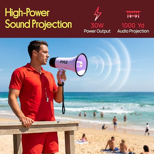 Rechargeable Megaphone with Voice Recording & AUX - Light Purple