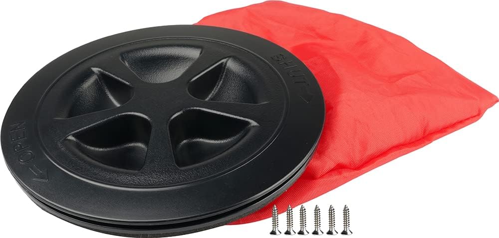 SEAFLO Deck Plate Hatch - Marine Boat & Kayak Accessory | Black, 4" with Storage Bag
