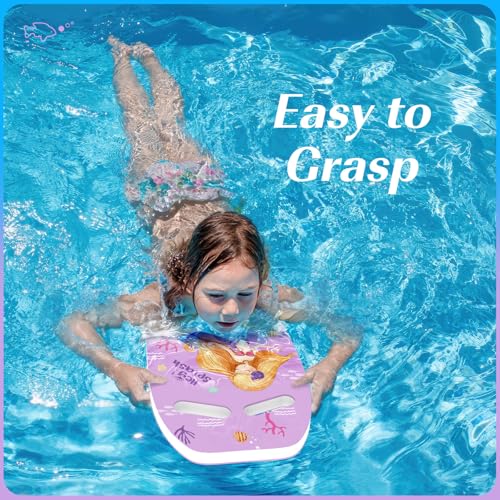 HeySplash Kids Pool Kickboard - Purple Mermaid Float for Beginner Swimmers
