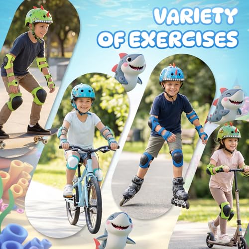 Anharluka Kids Dinosaur Shark Bike Helmet Set for Ages 2-5, S-216, Small 50-54cm
