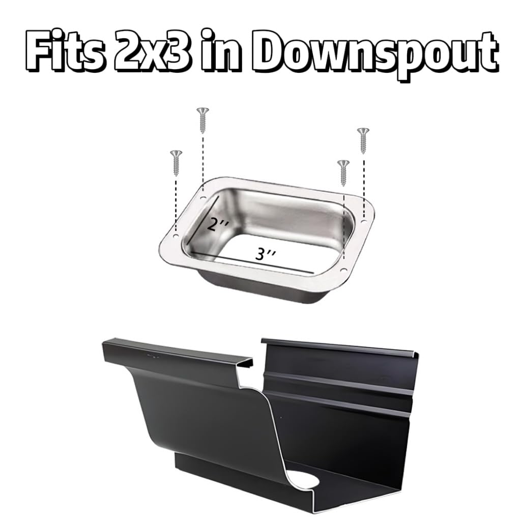 2" x 3" Aluminum Gutter Downspout Drop Outlet Adapter for K Style Gutters, Connector for Downspout Gutter Drain Pipe Fittings, Roof Rain Water Catching System Parts & Accessories (2 Packs).