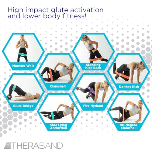 THERABAND Glute Band Loops, Resistance Exercise Set, Workout,