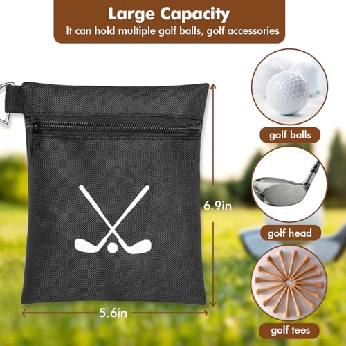 Waterproof Golf Tee Bag with Clip - Portable Storage Pouch - Black