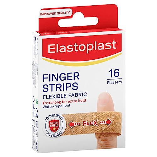 Extra Flexible Finger Strip Plasters - 16 Count, Waterproof Fabric