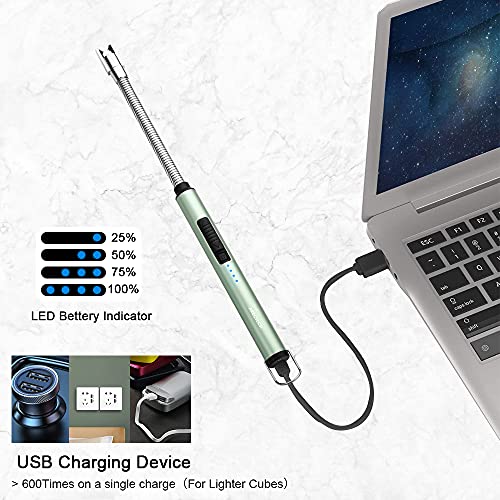 USB Rechargeable Electric Arc Candle Lighter - Flexible Neck - Green
