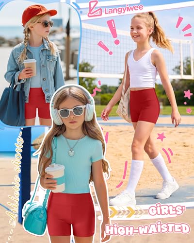 Girls' Athletic Shorts - School Clothes, Red, 9-10 Years