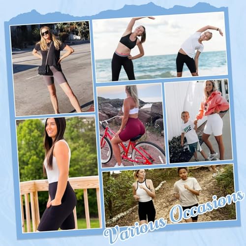 High Waist Biker Shorts for Women with Pockets - 8 Inch, Size XX-Large, Black/Grey/Navy/Wine/Olive, 5 Pack