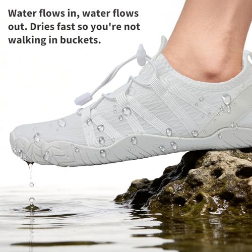 ZiITOP Quick Dry Water Shoes Women Men - Barefoot Pool & Beach Slip-ons, 9.5 Women / 8.5 Men, White-83