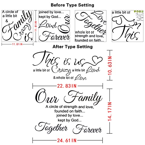Inspirational Family Quotes Wall Decals Set - 19 Phrases
