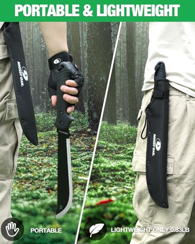 Mossy Oak 19-Inch Heavy Duty Machete with Saw & Sheath - Outdoor Survival Tool