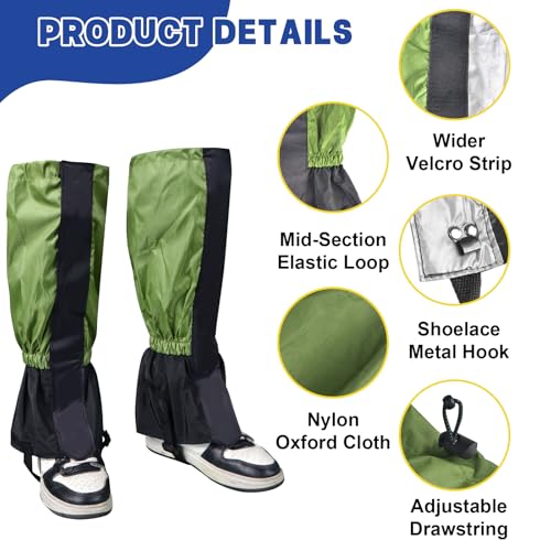 Waterproof Lawn Care Leg Gaiters - 17.7 Inch Adjustable Leg Guards - Green
