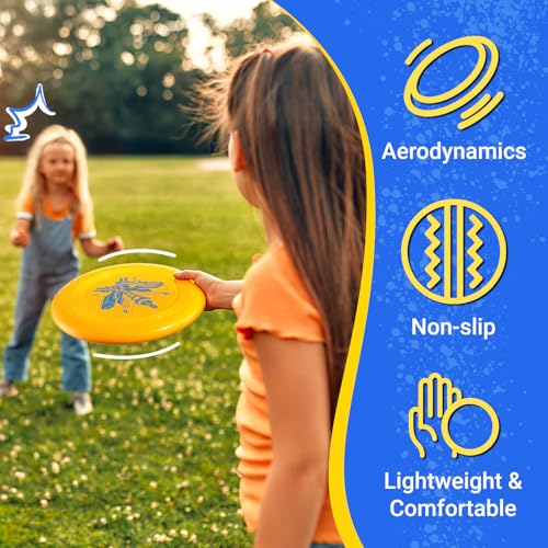 Wham-O 9-Inch Lightweight Flying Disc for Kids & Adults - 70g, Pack of 6