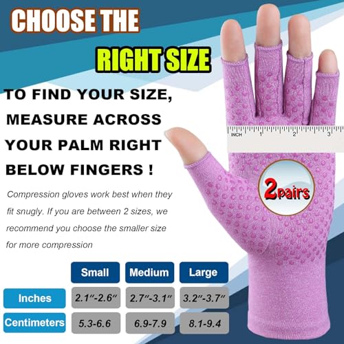 Compression Arthritis Gloves for Hand Support - Pink, 2 Pairs, Small