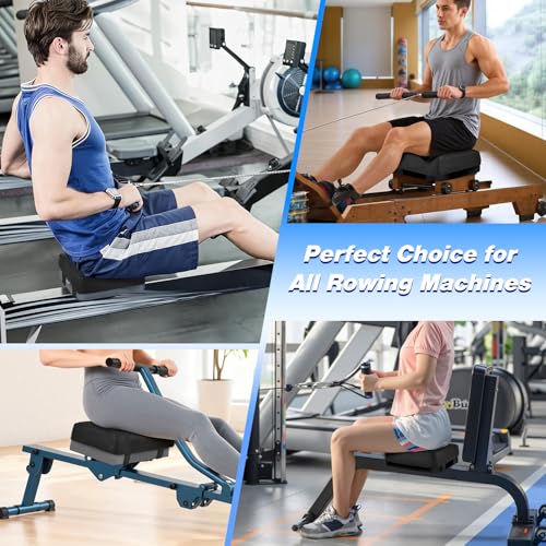 Rowing Machine Seat Cushion - Memory Foam Pad, Non-Slip, Black