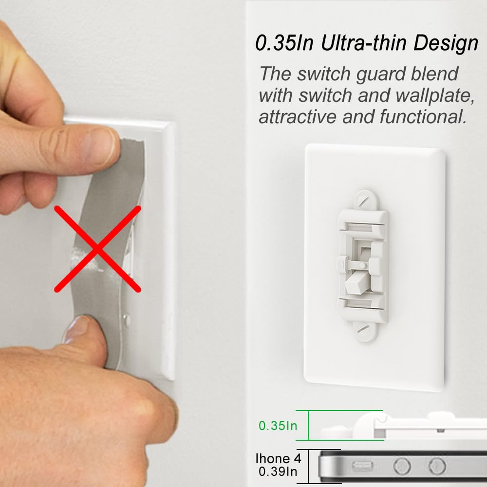Light Switch Cover Guard,Toggle Lightswitch Coverplate Lock,Child Proof Light-Switch Plate Cover Prevents Kids or Accidental Turned On/Off (Gross White, 8 Pack)