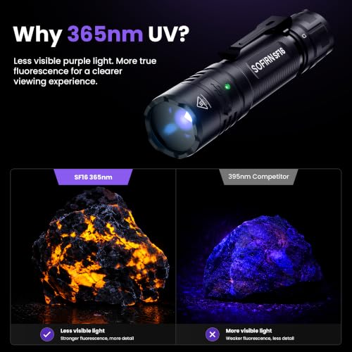Sofirn 365nm UV Flashlight Rechargeable Waterproof High Power Blacklight