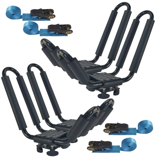 Kayak Roof Rack Carrier - J Cross Bar, Adjustable Padding