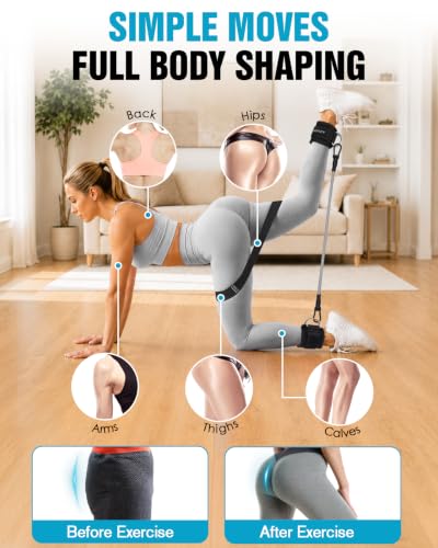 Mexlyca Resistance Bands Set with Ankle Cuffs – 8-Piece Home Gym Training System
