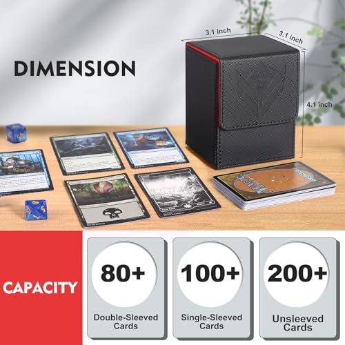 Premium PU Leather Trading Card Storage Box - Holds 100+ Cards