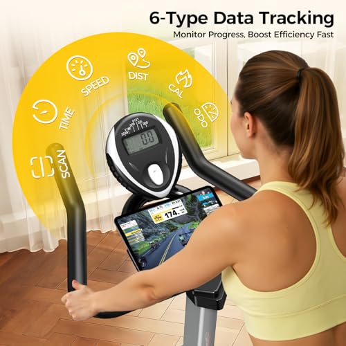 Magnetic Exercise Bike with App & Tablet Mount - Silver Yellow