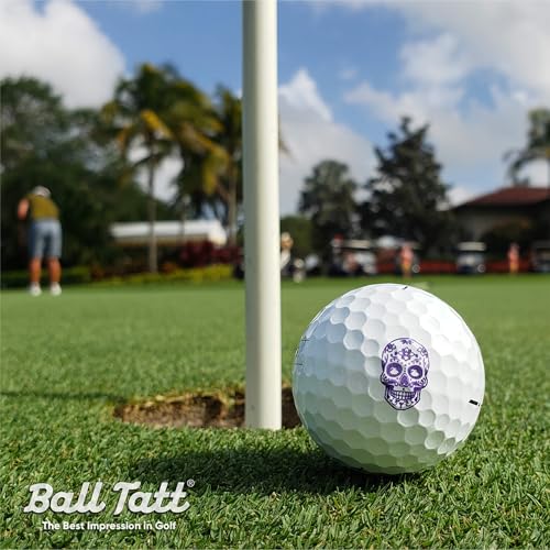 Ball Tatt Self-Inking Golf Ball Stamp - Sugar Skull Design, Waterproof & Reusable