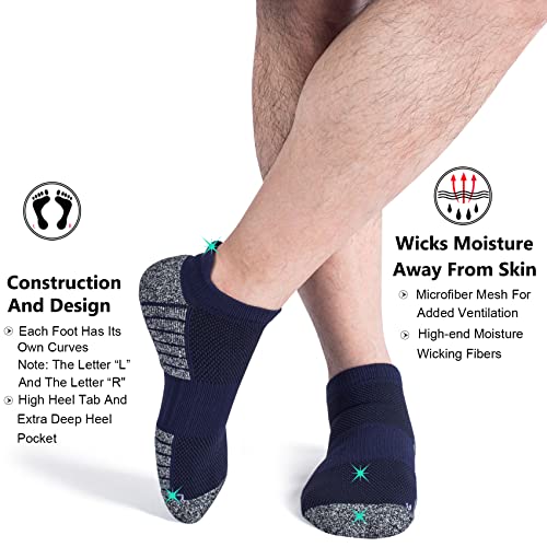 No Show Compression Socks for Men and Women Medium Navy Blue 4 Pairs - Circulation Boost