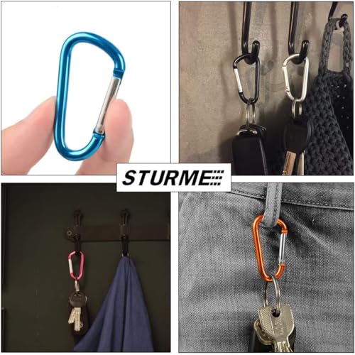 2" Aluminum D Ring Carabiner Clips - Assorted Colors - 24 PCS