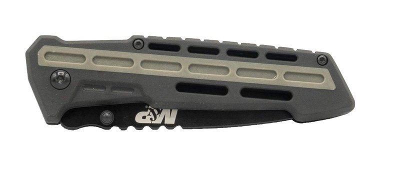 Smith & Wesson M&P AR Overmold 8.2in High Carbon S.S. Folding Knife with 3.5in Serrated Tanto Blade and Rubber Handle for Outdoor Survival and EDC, 1100082