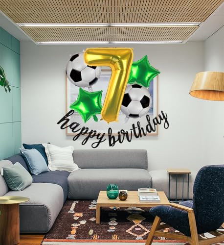 Soccer Balloons 7th Birthday Party Decorations - Gold 7