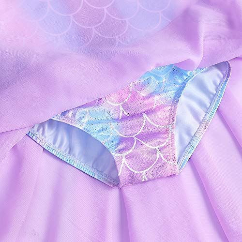 Girls Gymnastics Leotard with Skirt - Purple, 7-8 Years