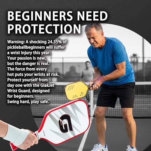GLAKJET A2 Pickleball Paddle Set for Beginners,with Wrist Guards for Added Support & Injury Prevention,Lightweight Pickleball Rackets,Glass Fiber,USAPA-Compliant