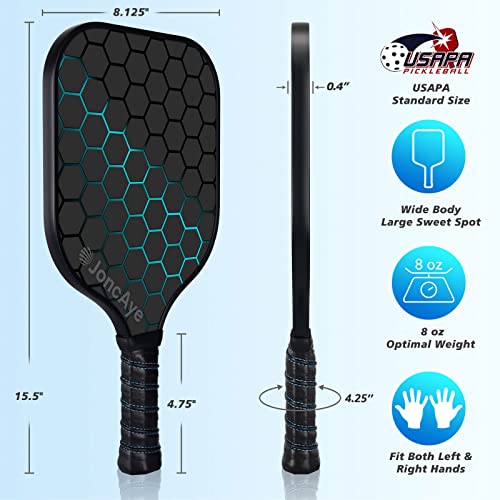 Pickleball Paddle Set - 4 Fiberglass Rackets, 4 Balls, Bag - Blue, Pink, Green, Yellow