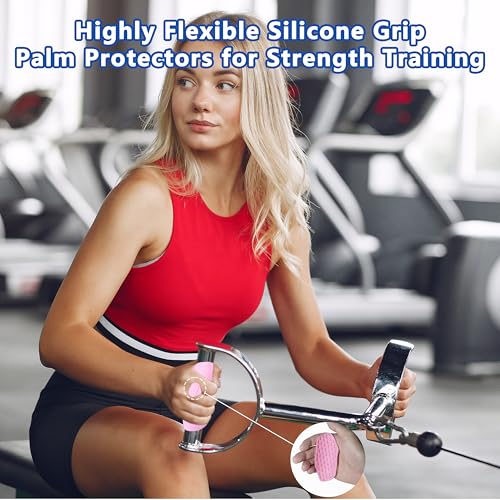 Silicone Gym Grips - Anti-Slip Weight Lifting Pads - Pink Medium
