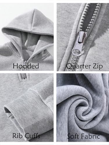 Men's Lightweight Fleece Quarter Zip Hoodie - Long Sleeve Pullover