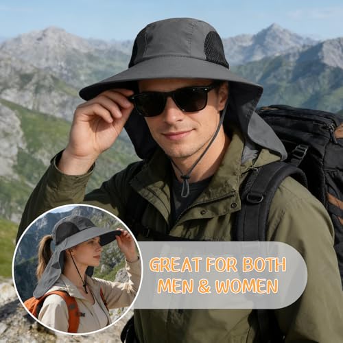 Sun Hat for Men Women with Neck Flap,UPF 50+ UV Protection Fishing