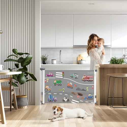 Retractable Baby & Dog Gate | 34" Tall | Extends to 55" Wide | Safety Mesh Gate for Stairs, Indoor/Outdoor, Doorways & Hallways