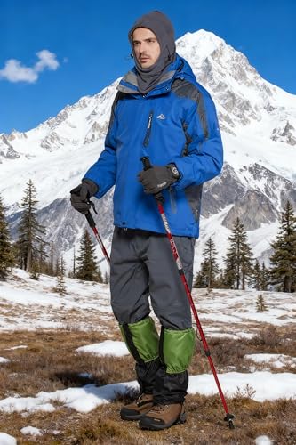 Waterproof Winter Snow Gaiters - Blue Fleece Ankle Covers for Hiking