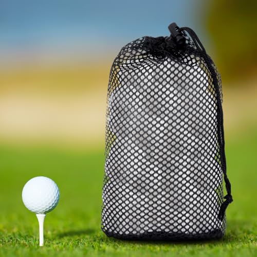 Black Nylon Mesh Golf Ball Storage Bag - Holds 48-56 Balls