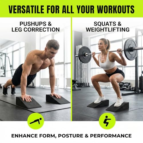 Pack of 2 Squat Wedges - EVA Foam Exercise Blocks for Yoga and Fitness
