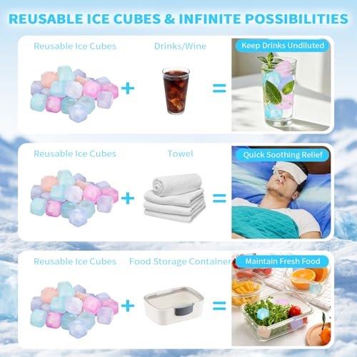 Color-Changing Reusable Ice Cubes for Coolers - 300 Pack, Square, BPA-Free, Non-Melting