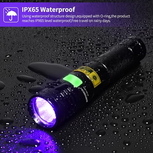 DARKBEAM UV Flashlight 395nm Black Light, 20W High Power 3 UV LEDs USB -C Rechargeable, Mini Woods Lamp Ultraviolet with Glasses- Detector for Pet Urine, Uranium Glass - Leak Detection - Curing Resin
