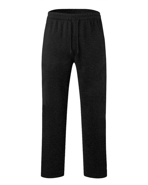 A WATERWANG Men's Fleece Sweatpants Casual Joggers Cotton Loose Fit Open Bottom Athletic Sweat Pants for Men with Pockets Black X-Large