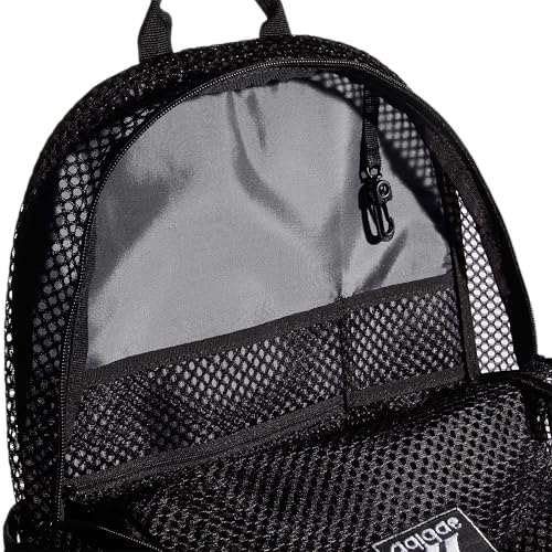 adidas Hermosa Mesh See-Through Backpack Black/White 29L - Festival & Beach Bag, One Size