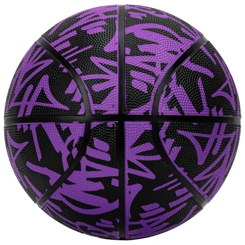 Official Size 7 Basketball - Purple Graffiti Design, Superior Grip